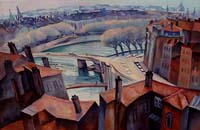 SAONE VUE DE LA CROIX ROUSSE - Claude-Max Lochu - Artiste Peintre - Paris Painter